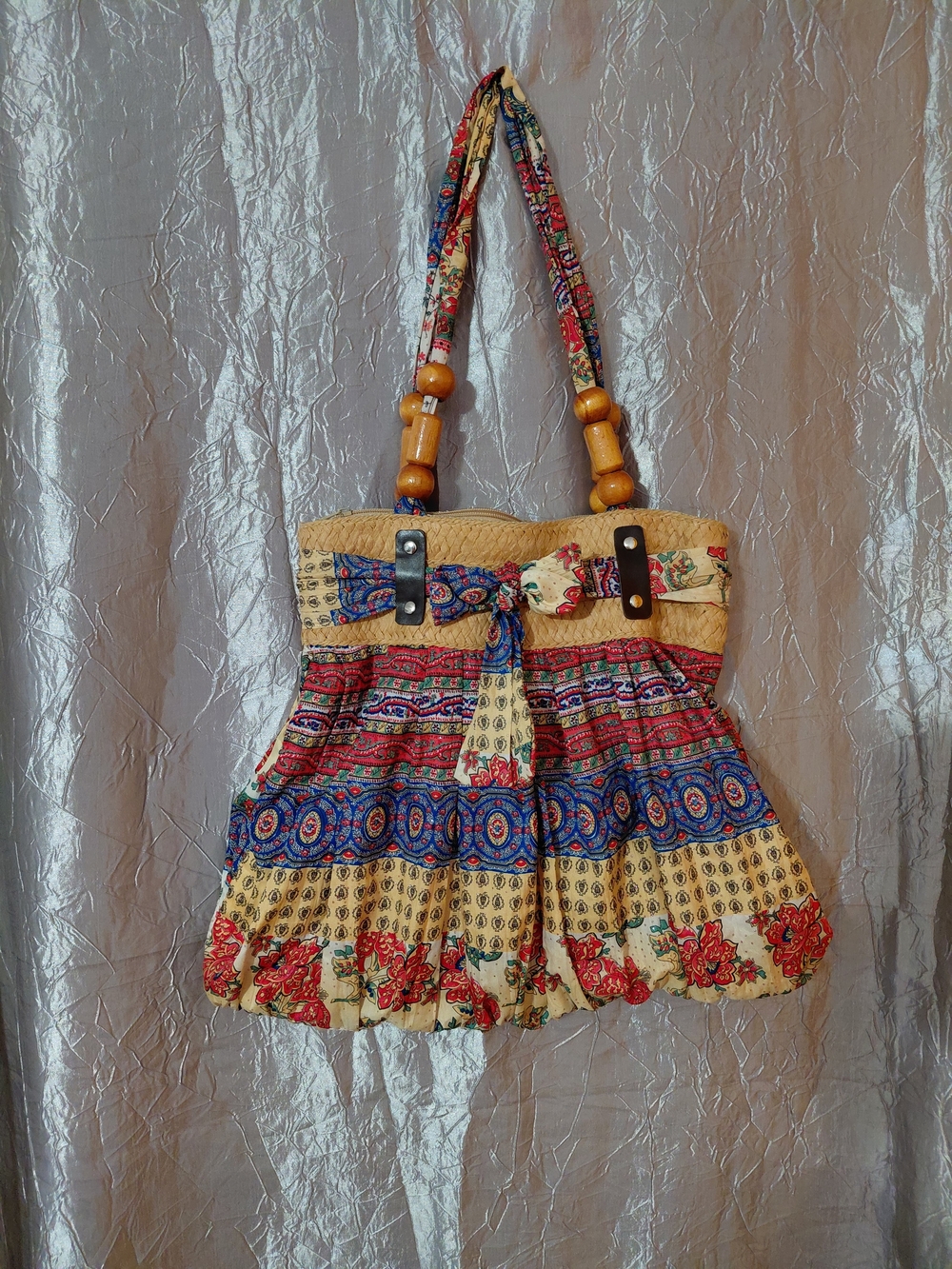 Bohemian Floral Patchwork Tote Bag in Yellow and Multicolor